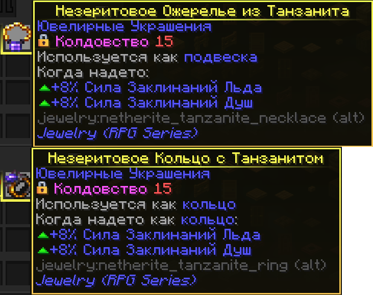 Кольца и ожерелье из танзанита